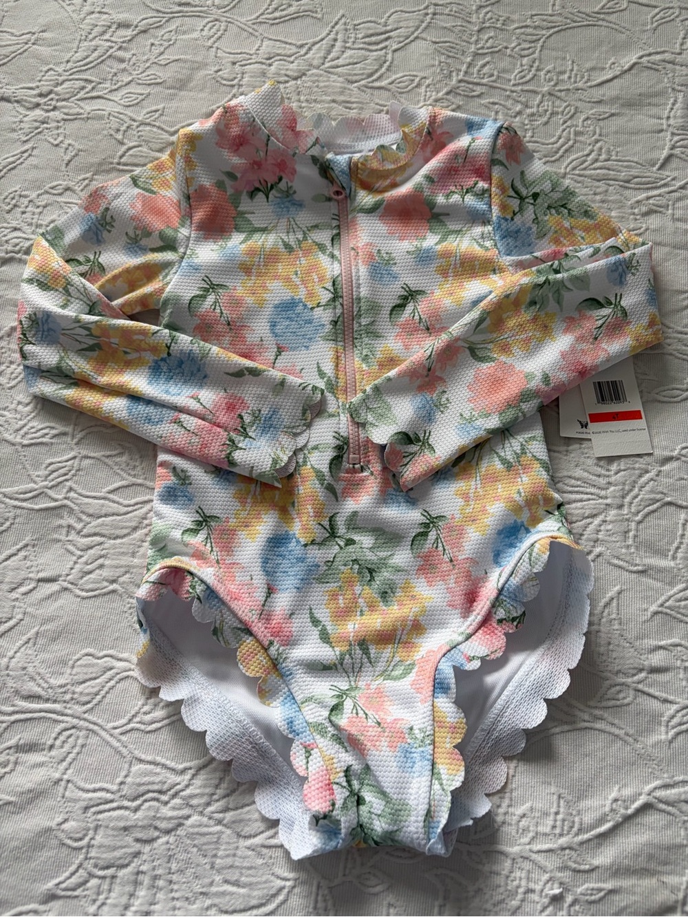 Jessica Simpson new floral scallop 4T girls swimsuit